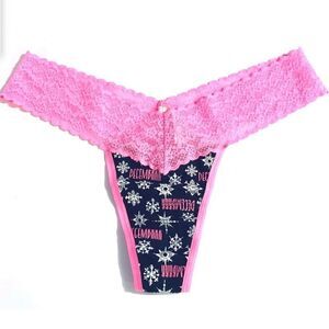 Victorias Secret Cotton-lace One Size fits All S M L Thong Panty snow Flakes